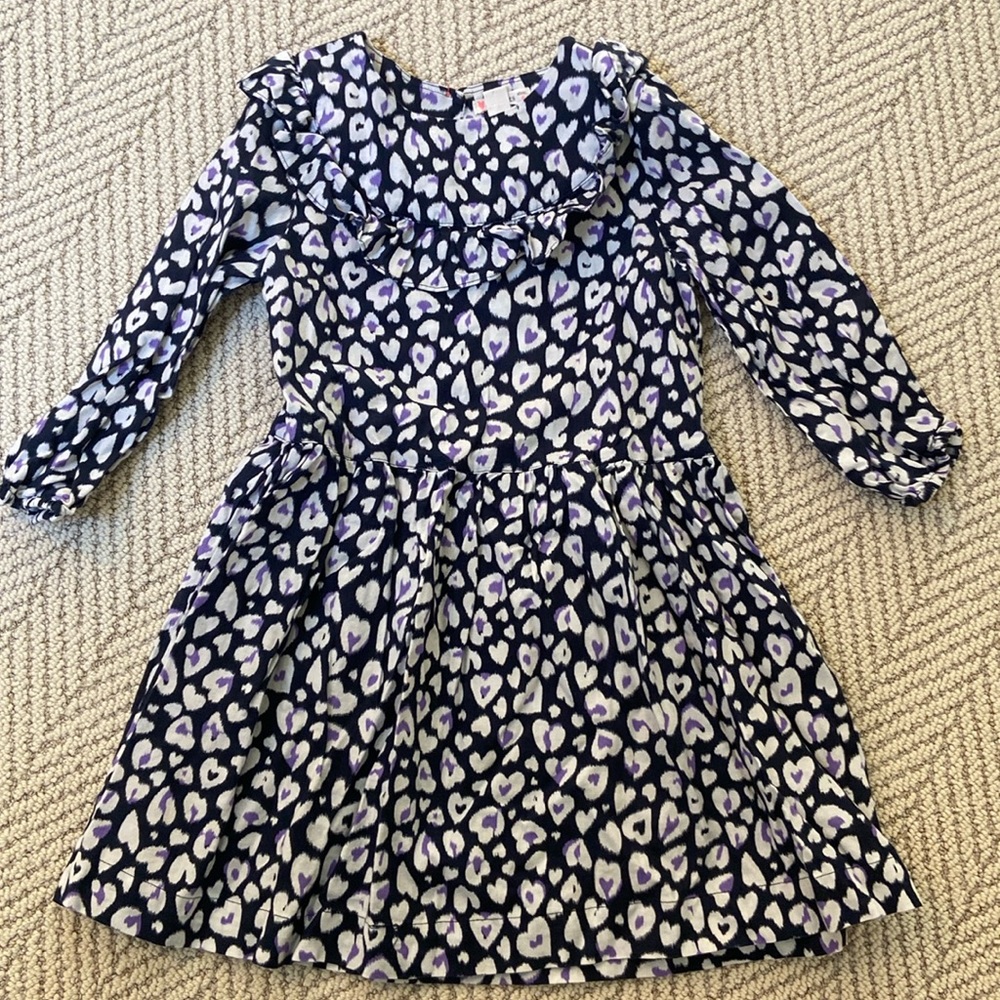 Crewcuts navy and cheetah heart print dress